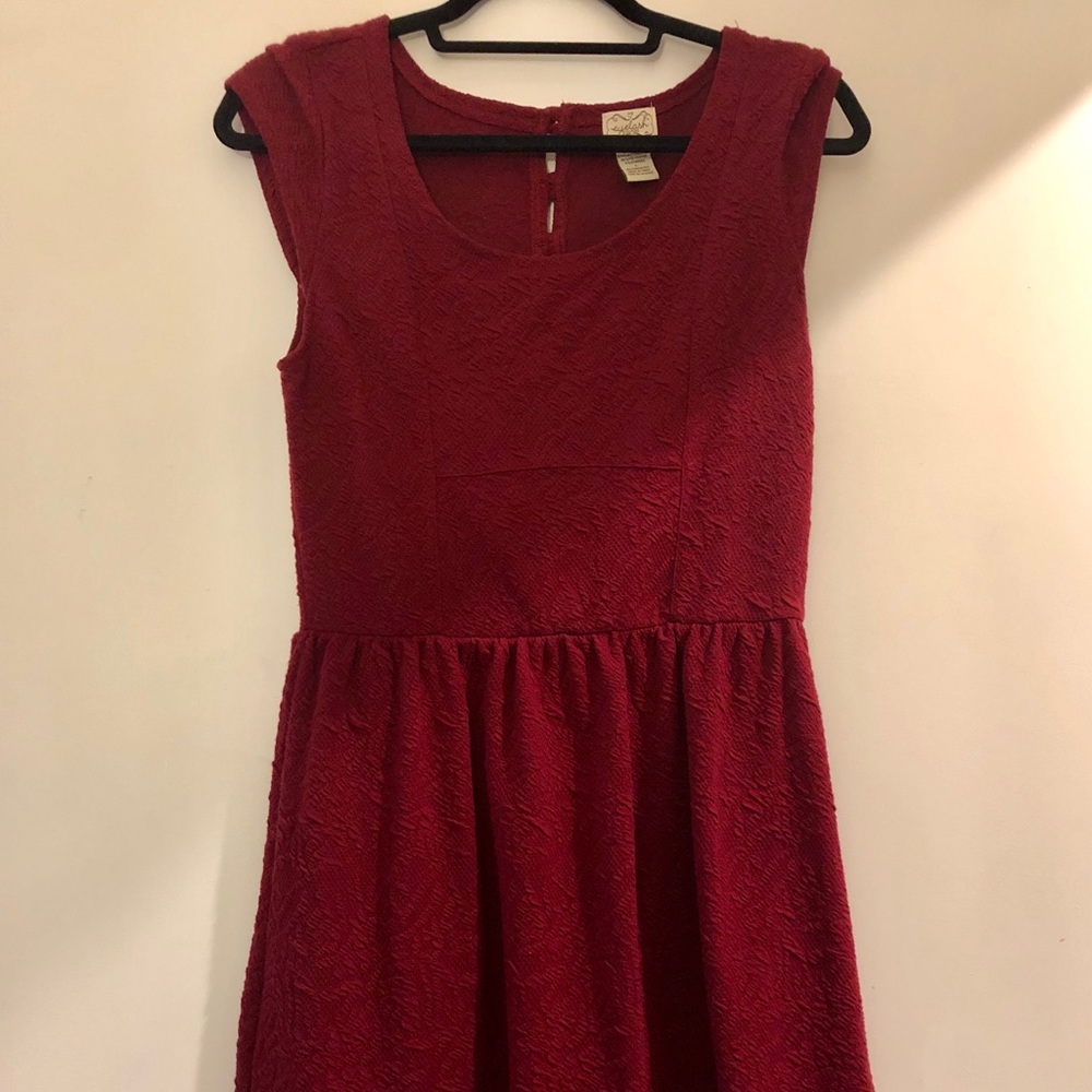 Wine red fit and flare dress